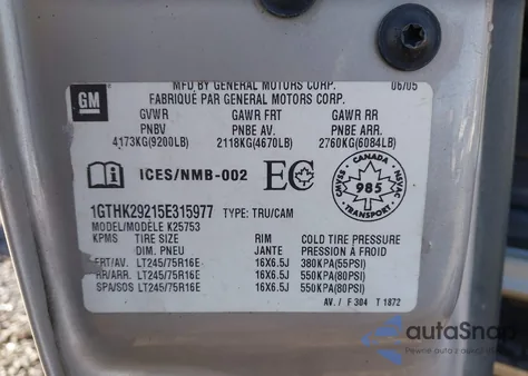 2005 GMC Sierra 2500Hd Sle/Slt/Work Truck z USA, uszkodzony, nr VIN 1GTHK29215E315977